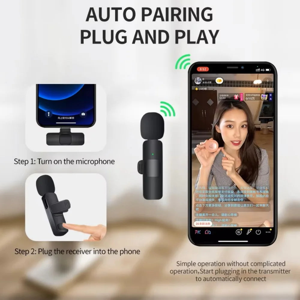 Portable Wireless Lavalier Mic for iPhone/Android