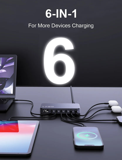 Ueetop 175W GaN 6-Port Desktop Charger – PD 100W + PPS 45W Fast Charging